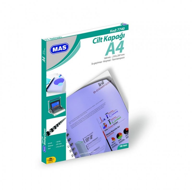 Mas 7740 Cilt Kapa A4 160 Mic.100 l Mavi