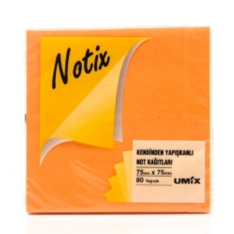 Notix Yapkanl Not Kad 75*75 mm Neon Turuncu