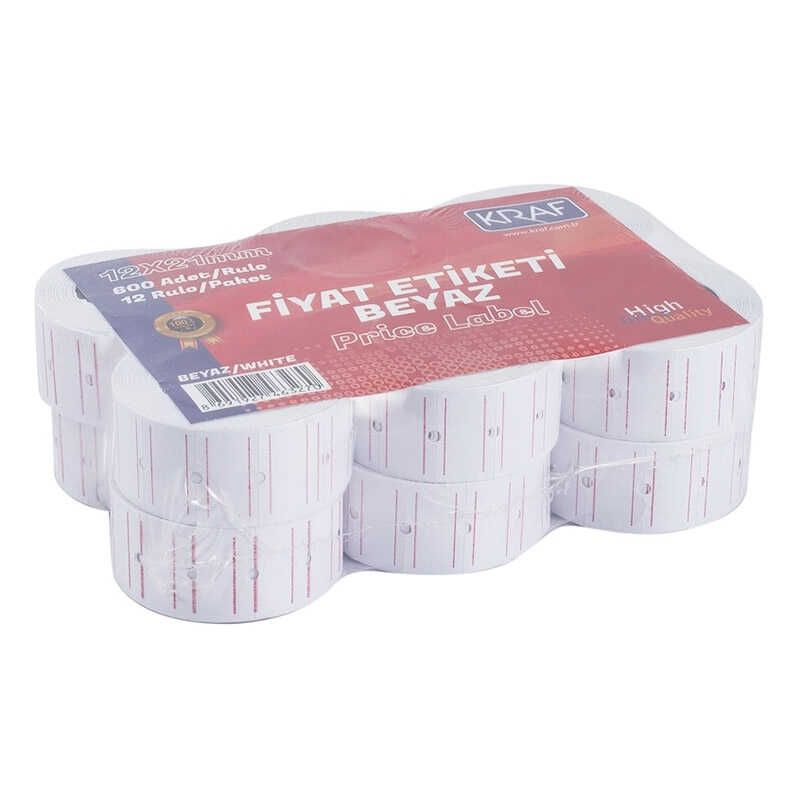 Kraf Fiyat Etiketi Beyaz 12li paket