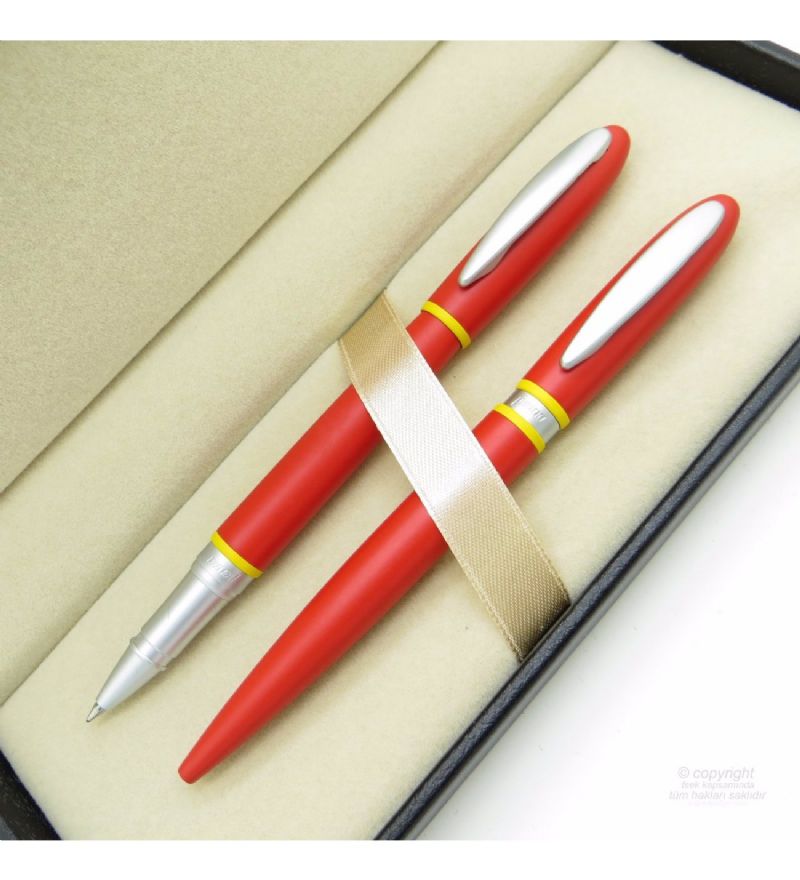 Penna Roller + Tkenmez Kalem Set Sar Krmz