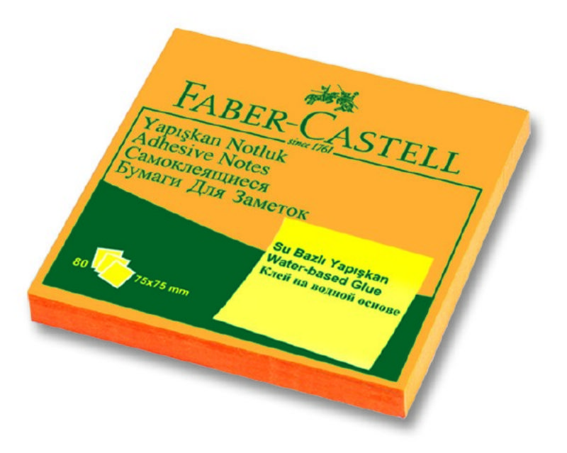 Faber Castell Yapkanl Not Kad 75*75 Fosforlu Turuncu