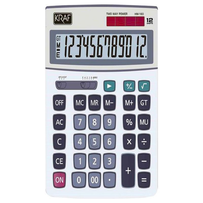 Kraf HM160 12 Hane Masa st Byk Boy Hesap Makinesi