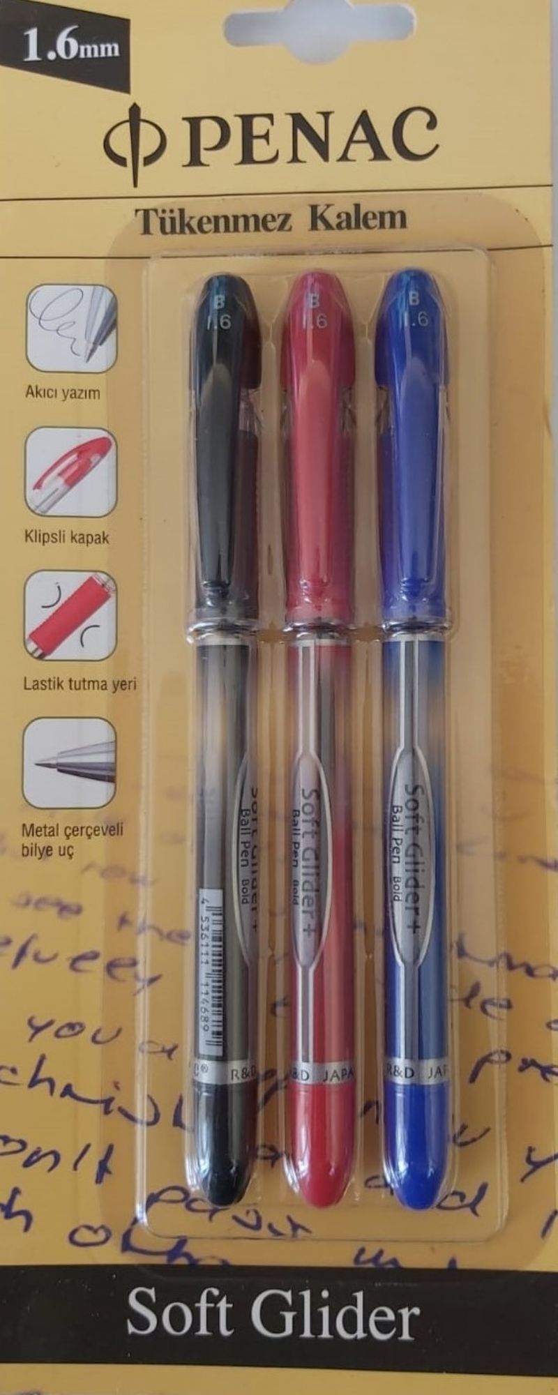 Penac Soft Glider Tkenmez Kalem 3'renk 1.6mm