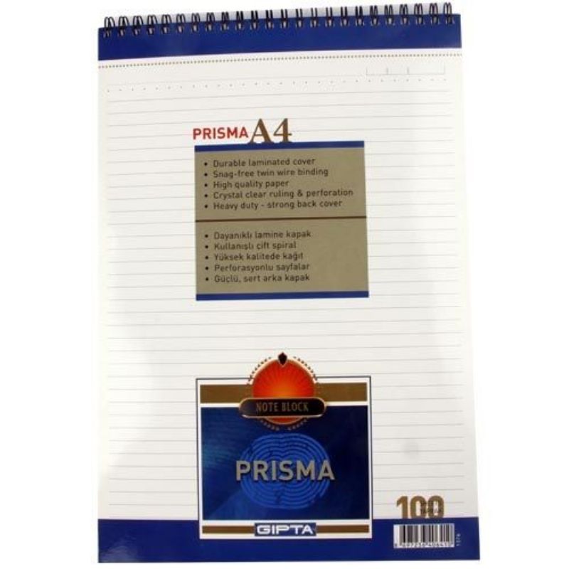 Prsma Bloknot A5 100 Yaprak Spiralli Karton Kapak izgili   8697236406458
