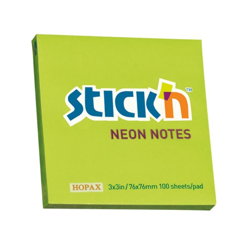Hopax Stckn Yapkanl Not Kad 100 YP 76x76 Fosforlu Yeil