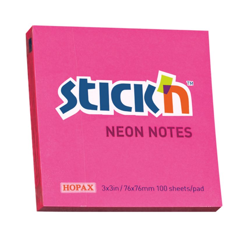 Hopax Stckn Yapkanl Not Kad 100 YP 76x76 Fosforlu Pembe