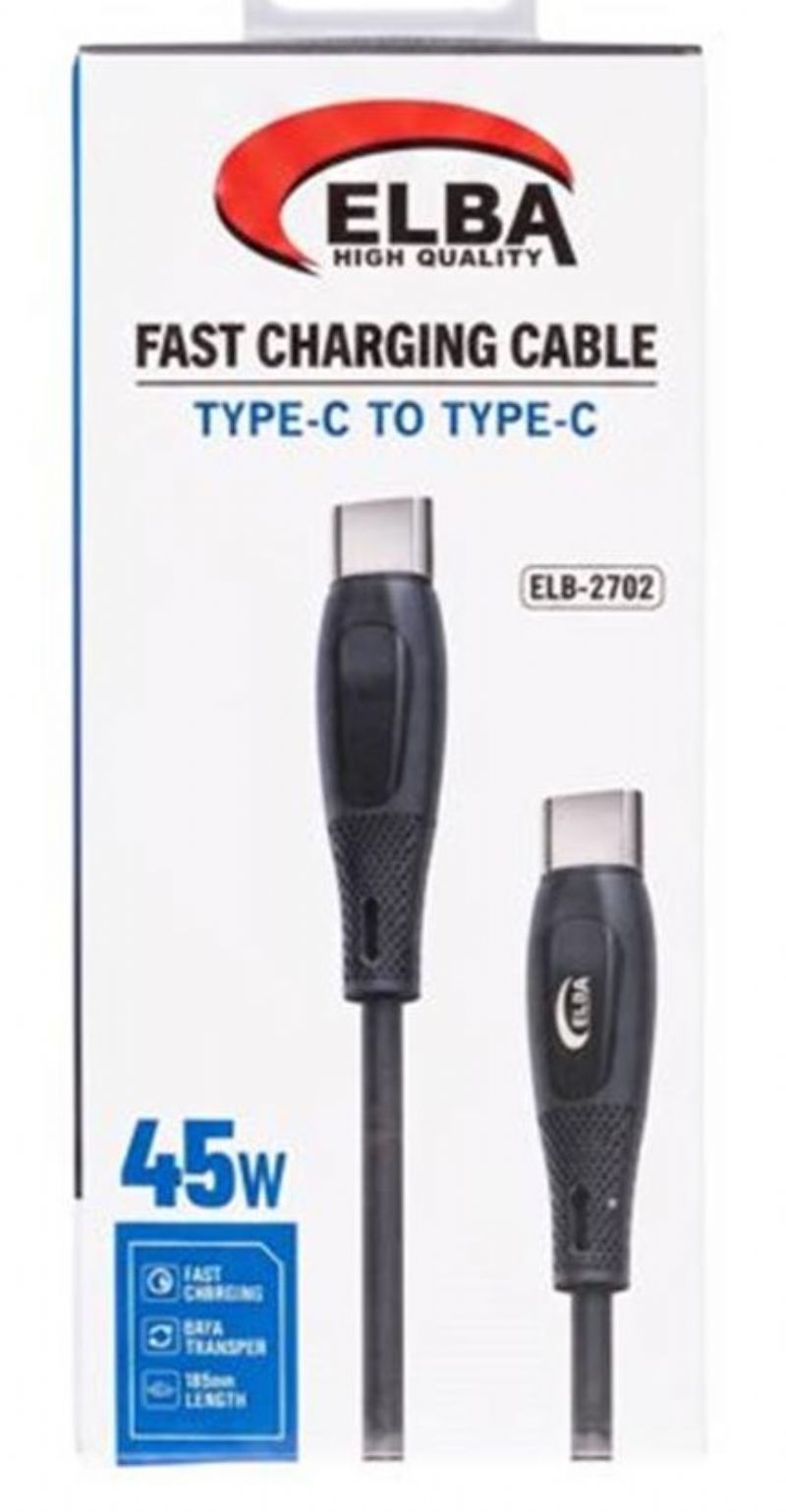 Elba ELB-2702 45w Type-c To Type-c 1mt Siyah Silikon �arj Kablosu H�zl� �arj