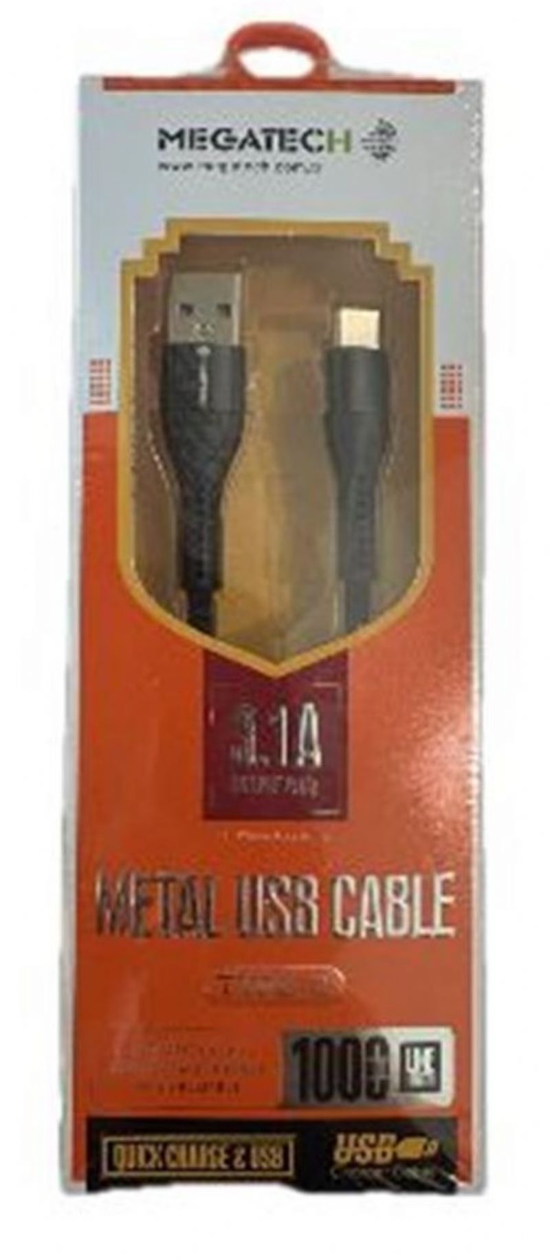 Megatech 3.1A A �rg�l� Serisi Usb to Type-c 1mt �arj Kablosu Siyah